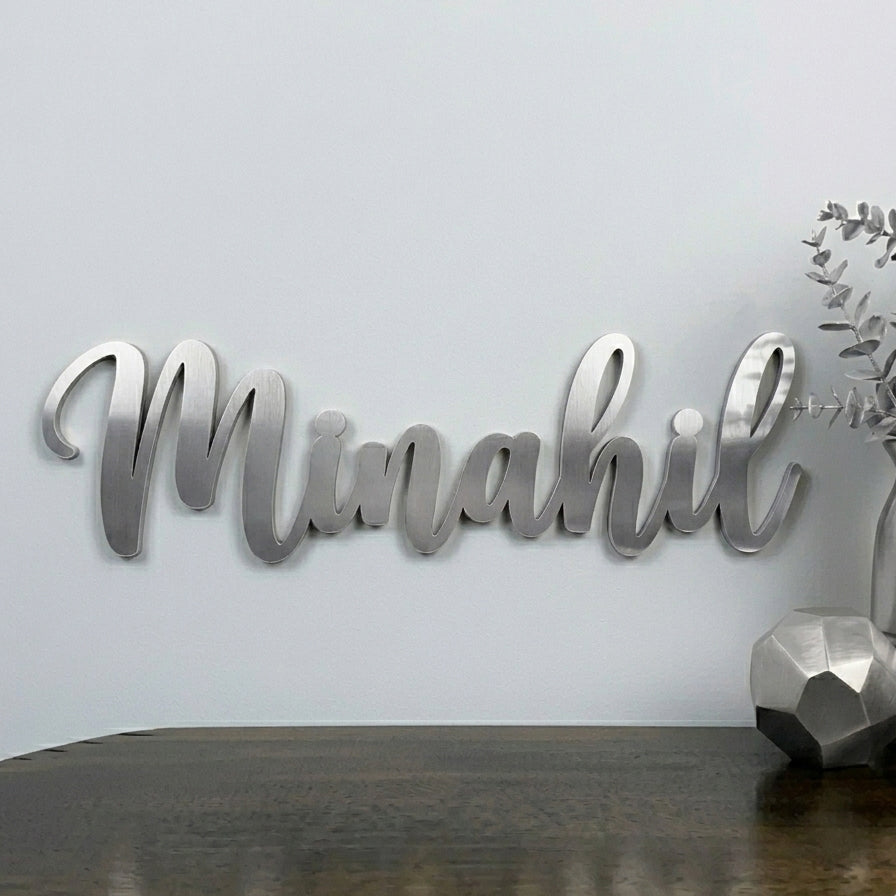 Customized Cursive Name Wall Sign – Hand Cut Lasani Wood | Personalized Wall Art