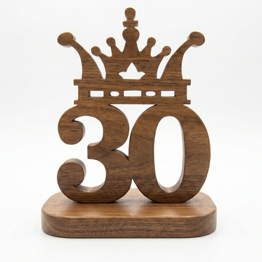 Customized Age Number with Crown Table Décor – Birthday Gift | Freestanding Laser-Cut Art