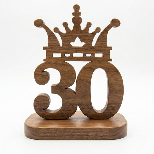 Customized Age Number with Crown Table Décor – Birthday Gift | Freestanding Laser-Cut Art