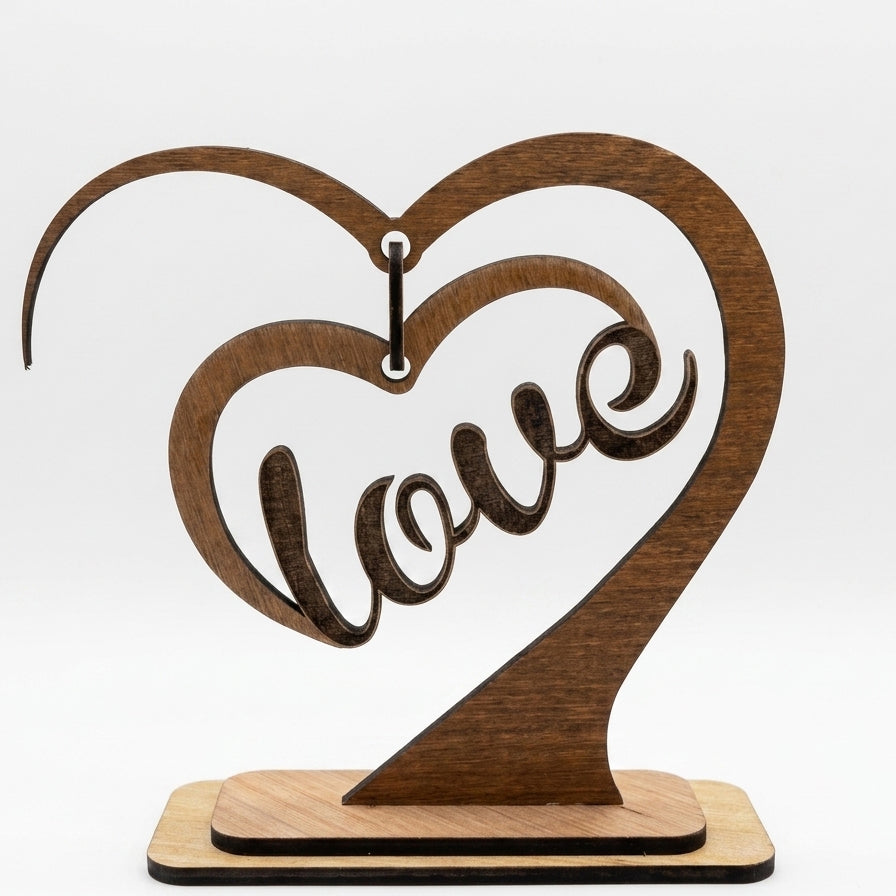 Love Heart Filigree Table Décor – Freestanding Laser-Cut Art | 5 Finish Options