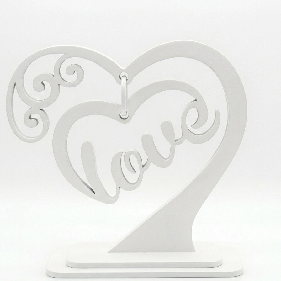 Love Heart Filigree Table Décor – Freestanding Laser-Cut Art | 5 Finish Options