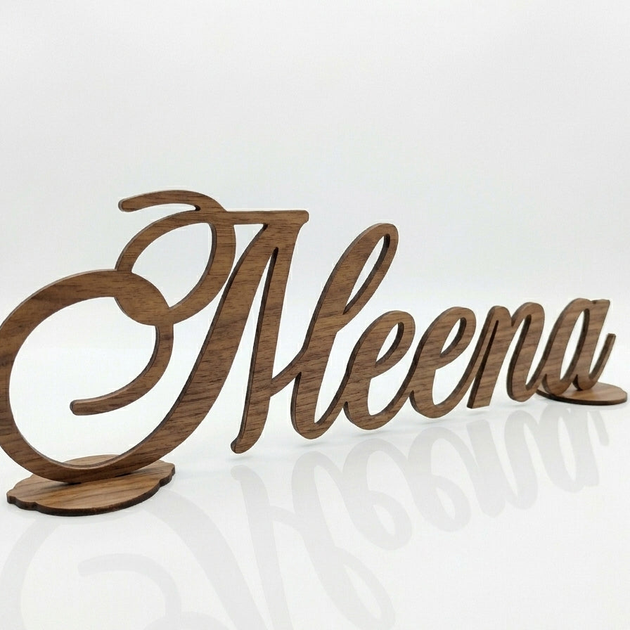 Customized Cursive Name Sign with Individual Letter Stands – Hand Cut | Table & Desk Décor