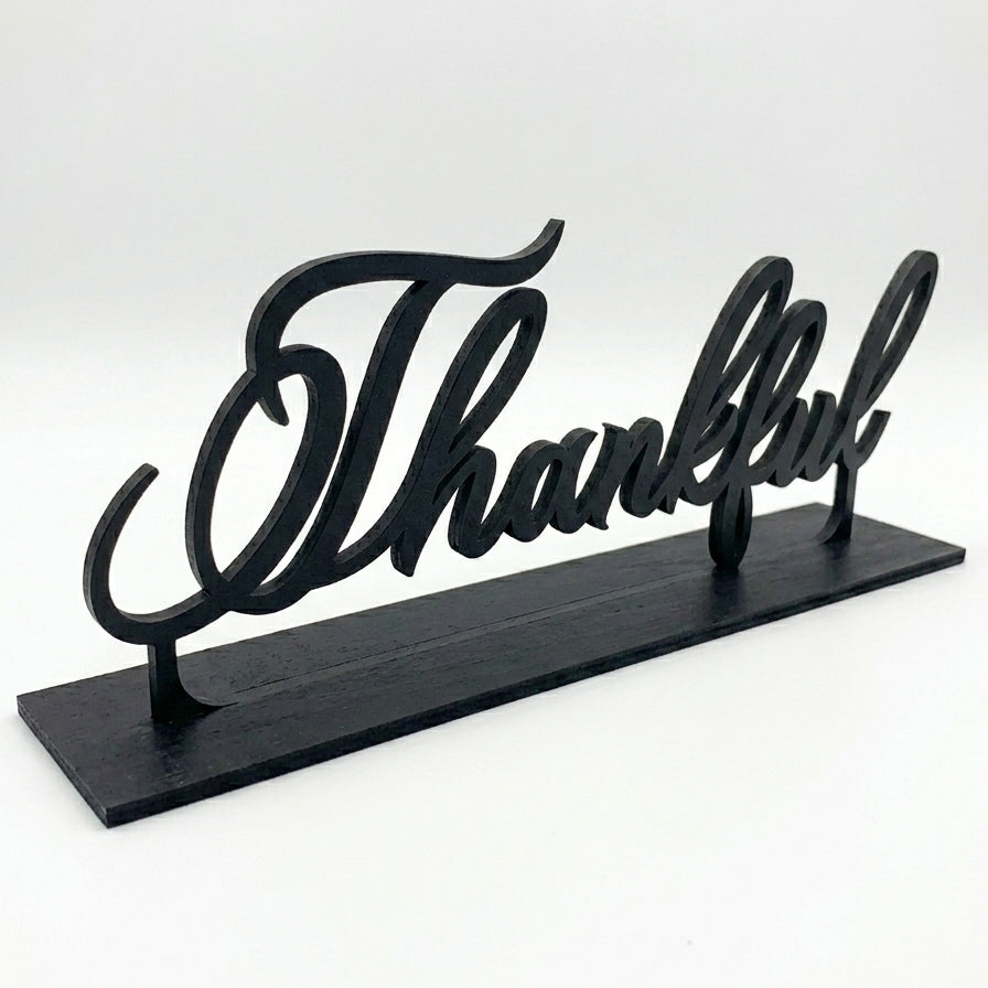 Customized Cursive Word Sign with Base Stand – Hand Cut Lasani Wood | Table & Desk Décor