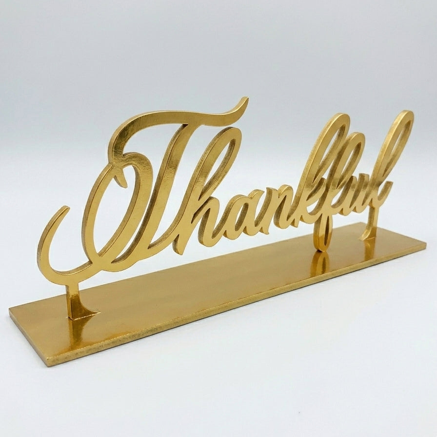 Customized Cursive Word Sign with Base Stand – Hand Cut Lasani Wood | Table & Desk Décor