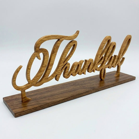 Customized Cursive Word Sign with Base Stand – Hand Cut Lasani Wood | Table & Desk Décor