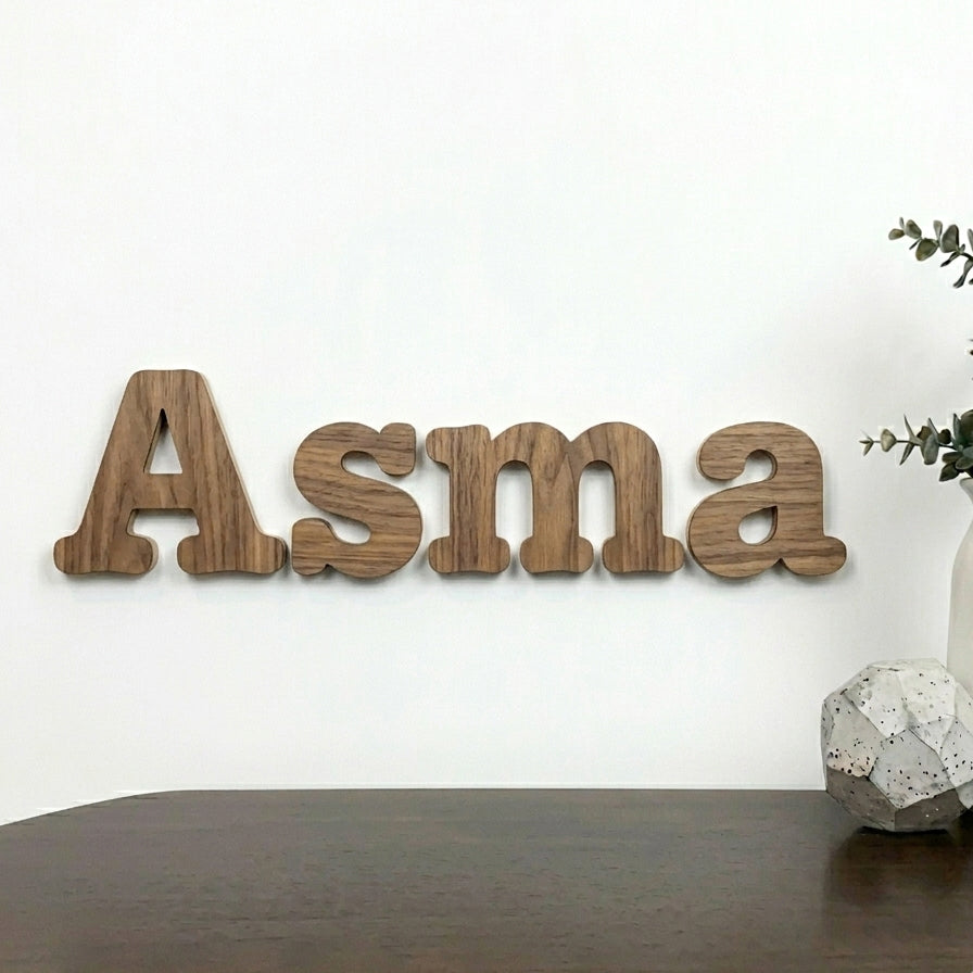 Customized Bold Name Wall Sign – Hand Cut Lasani Wood | Personalized Wall Art