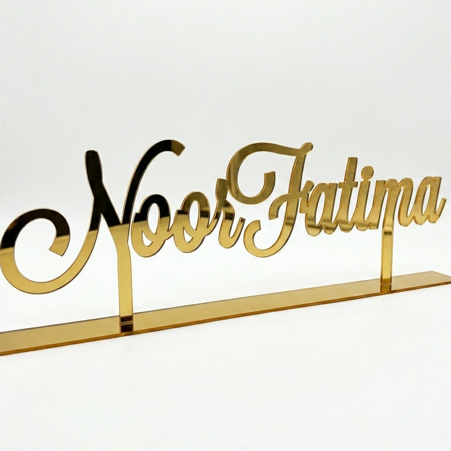Customized Single Name Script with Base Décor – Handcrafted Wood | 5 Colors