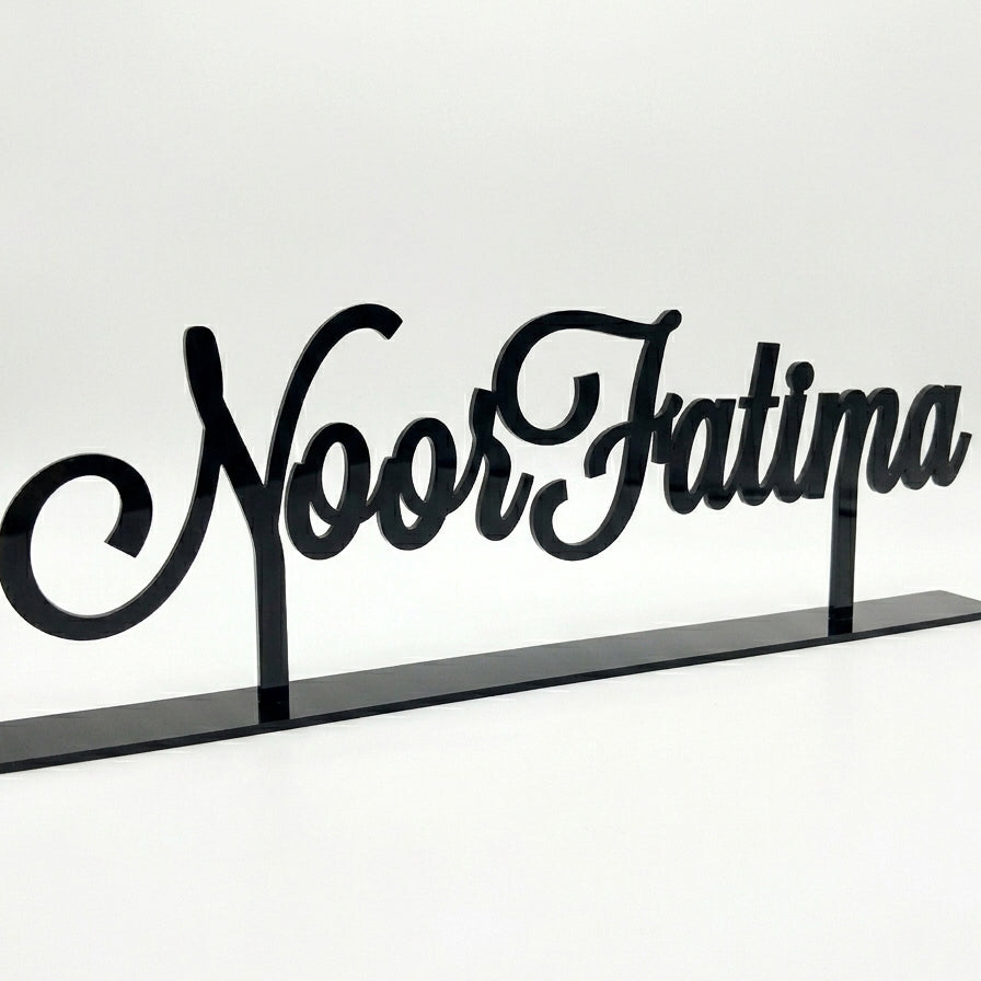 Customized Single Name Script with Base Décor – Handcrafted Wood | 5 Colors