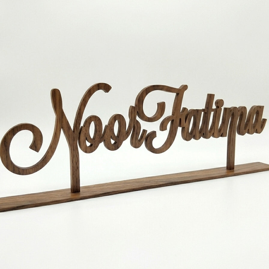 Customized Single Name Script with Base Décor – Handcrafted Wood | 5 Colors