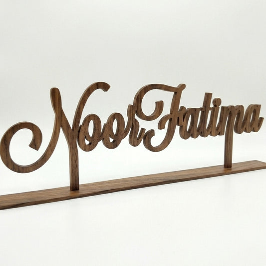 Customized Single Name Script with Base Décor – Handcrafted Wood | 5 Colors