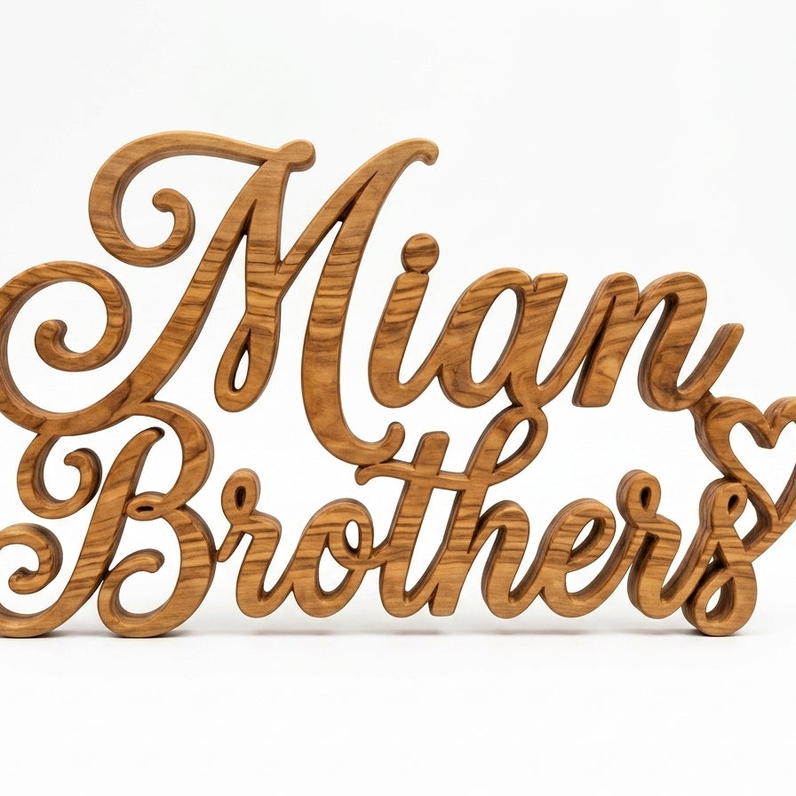 Customized Name Stacked Script Freestanding Décor – Handcrafted Wood | 5 Colors
