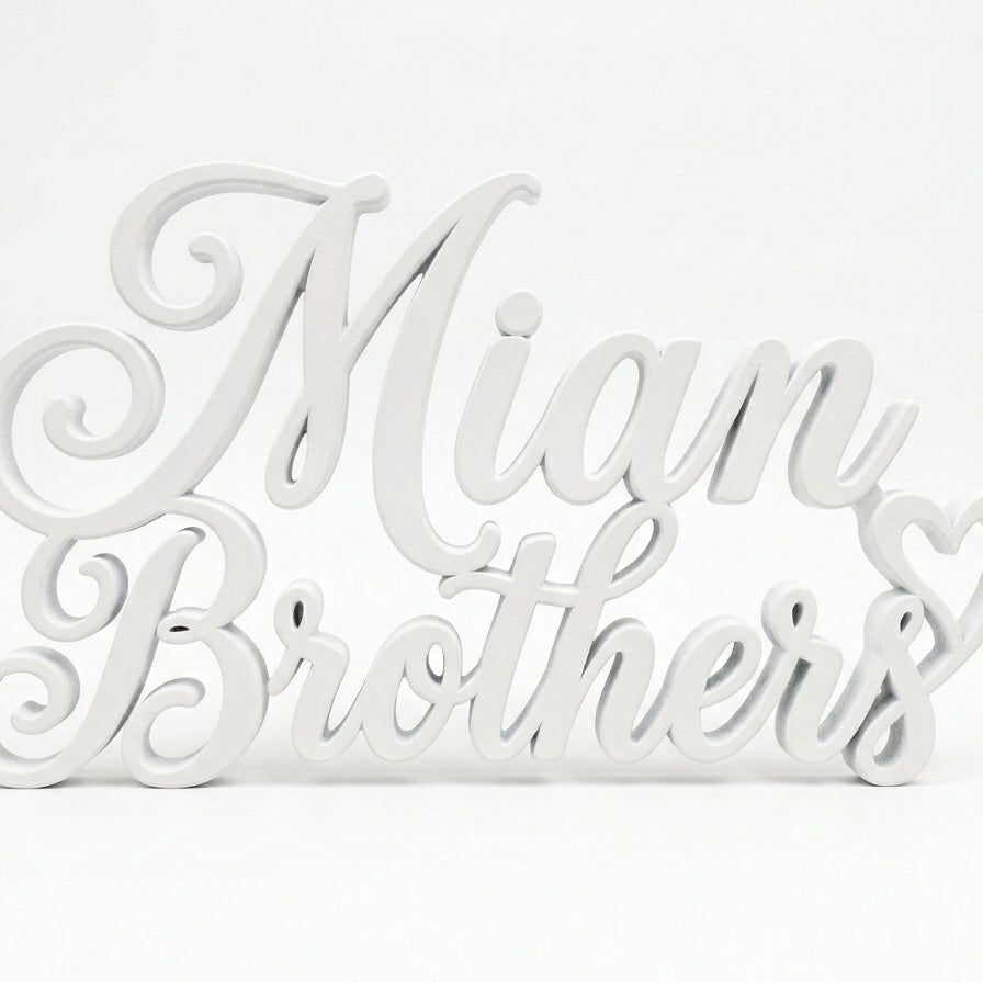 Customized Name Stacked Script Freestanding Décor – Handcrafted Wood | 5 Colors