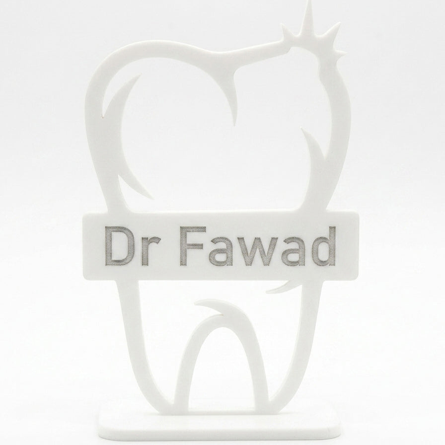 Customized Dentist Name Tooth-Shaped Desk Décor – Laser-Cut | Dentist Gift | 5 Finish Options